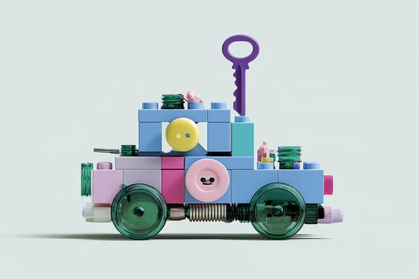 Assemblage Toy Car Made of Found Objects