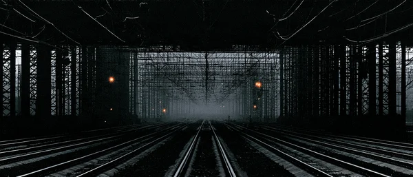 Symmetrical Railway Tracks at Dusk