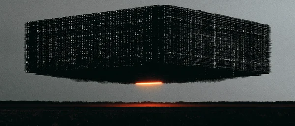 Monolithic Structure Hovering Above Dark Plains