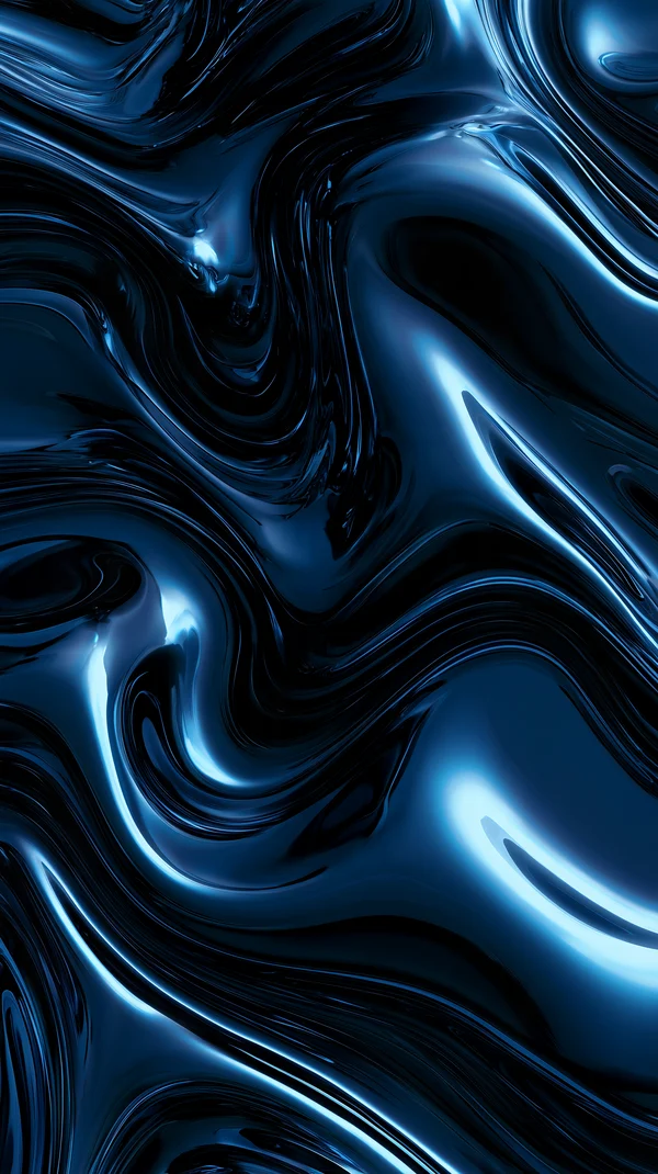 Abstract Liquid Blue Chrome Wave