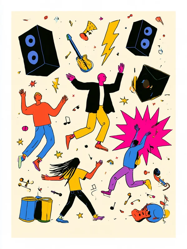 Vibrant Music Festival Celebration Illustration