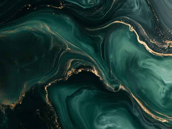 Emerald and Gold Fluid Marble