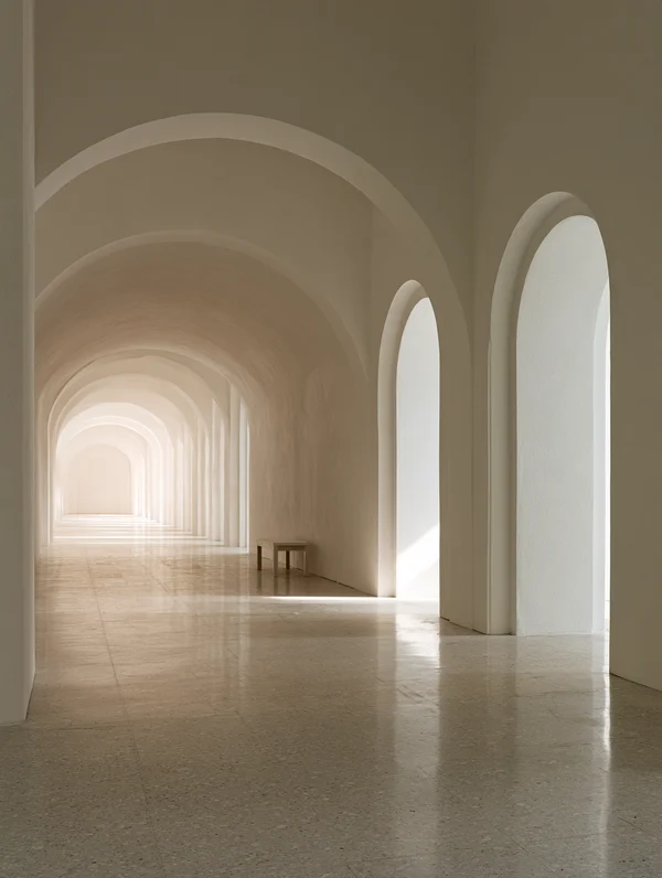 Minimalist Corridor with Arched Passageways