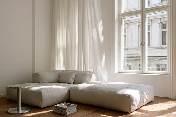 Minimalist Living Room with Light Gray Sofa