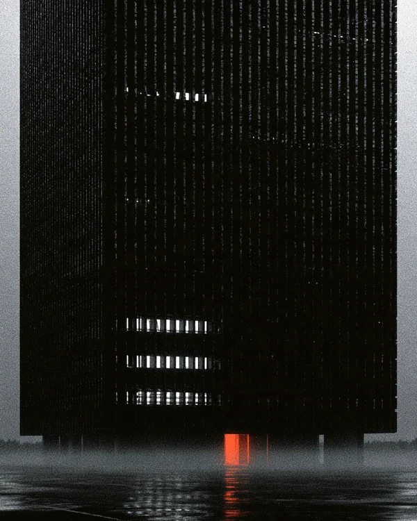Monolithic Tower in the Fog