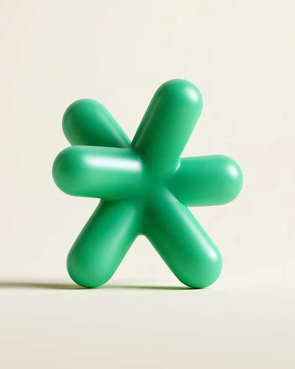 Emerald Green Six-Armed Abstract Shape