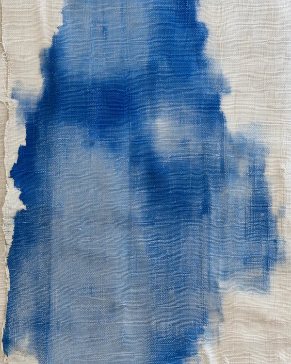 Blue Ink on Linen Fabric