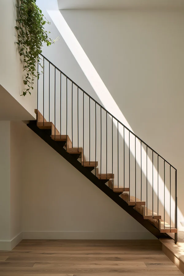 Minimalist Steel and Oak Staircase
