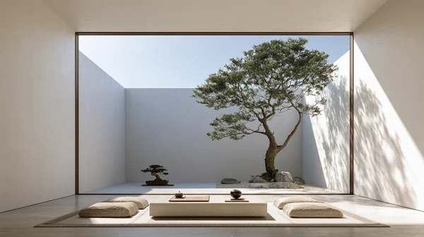 Minimalist Zen Courtyard Living Space