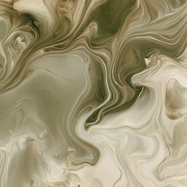 Olive and Cream Fluid Marble Swirls