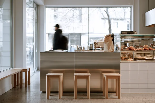 Minimalist Bakery Counter and Seating Area