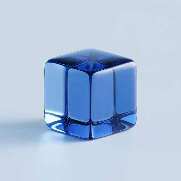 Translucent Blue Glass Cube