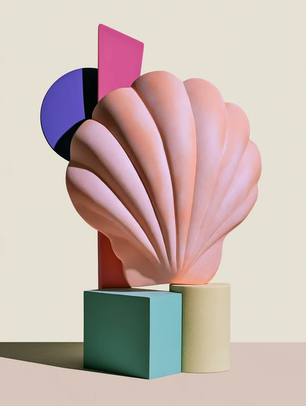 Pastel Geometric Shell Sculpture Still Life