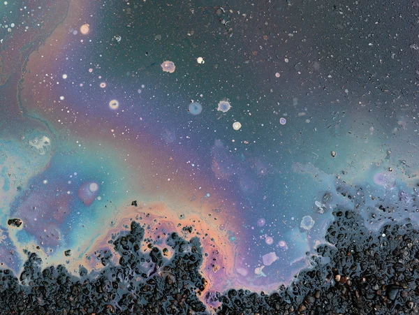 Iridescent Oil Sheen on Asphalt