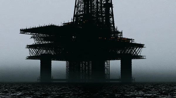 Offshore Industrial Platform in Fog