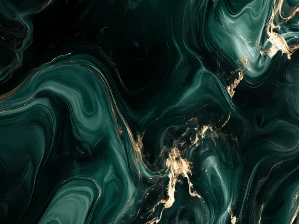 Emerald and Gold Fluid Marble