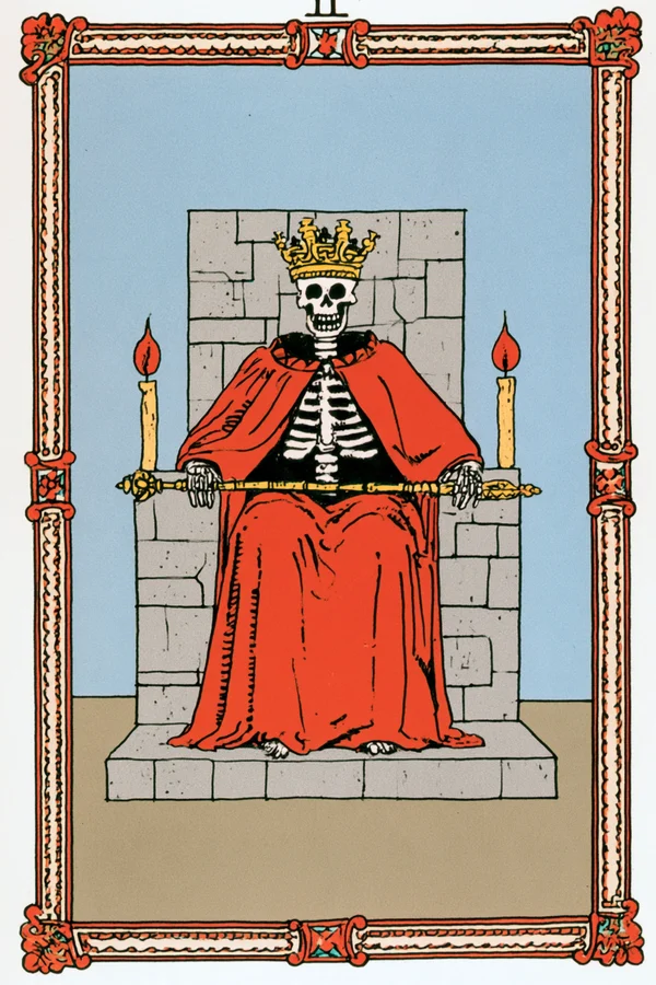 Skeleton King Seated on a Stone Throne