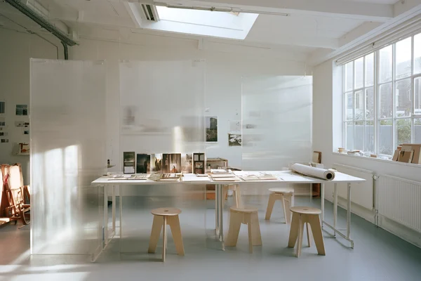 Minimalist Studio Workspace with Partition Screens