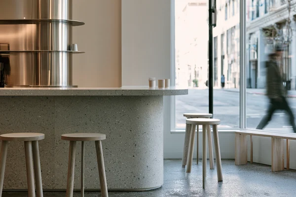 Minimalist Coffee Shop Counter and Seating