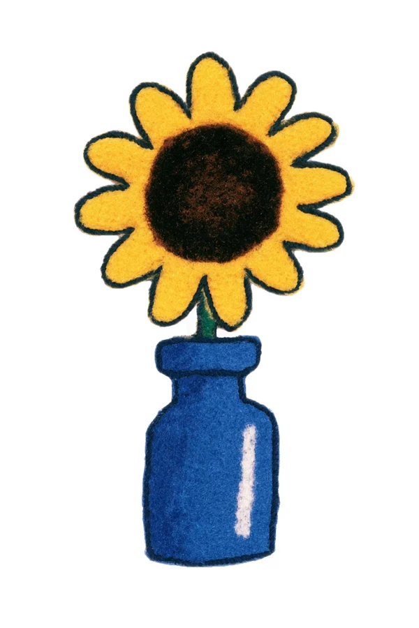 Sunflower in a Blue Vase Applique