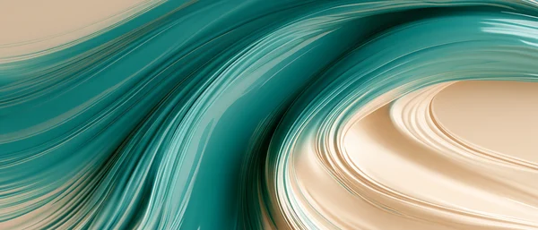 Abstract Teal and Sand Fluid Curves