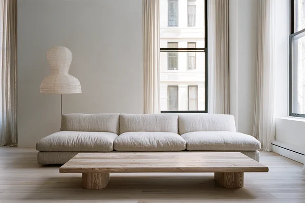 Minimalist Living Room with Linen Sofa