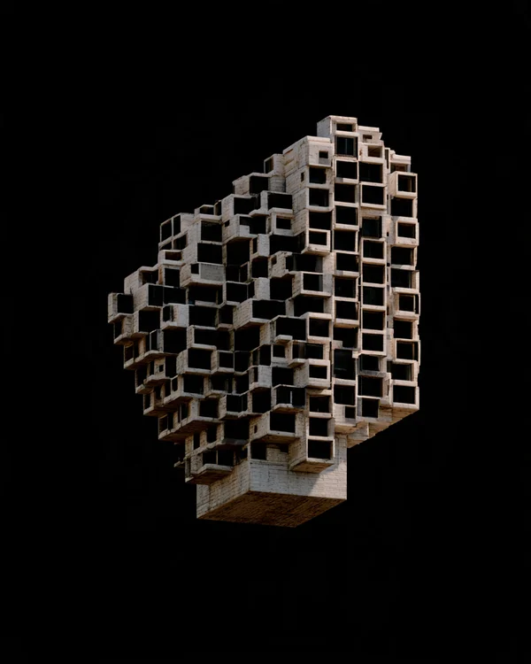Stepped Concrete Megastructure in Void