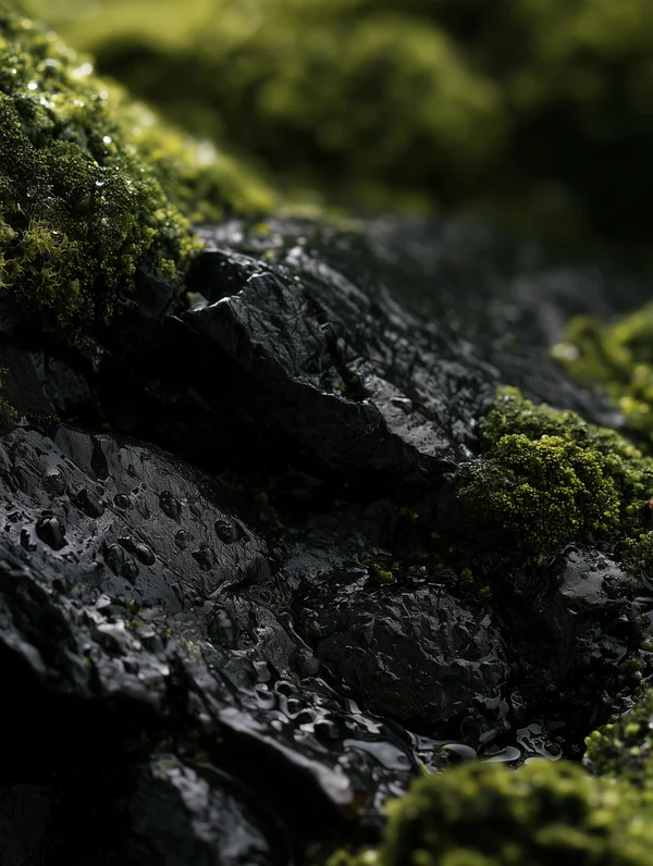 Mossy Wet Rock Surface