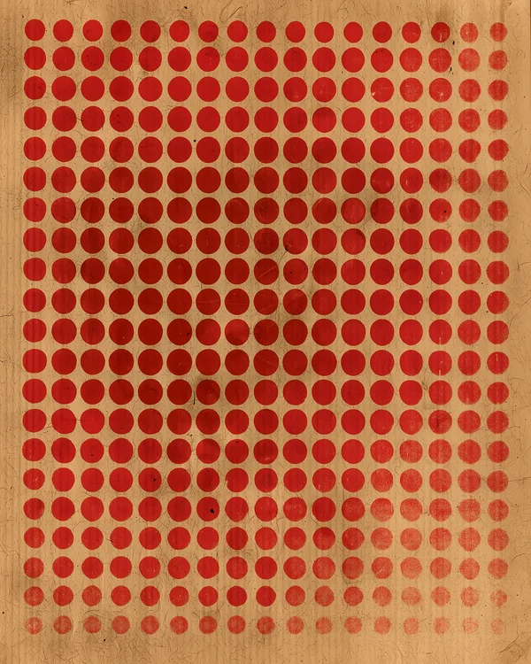Red Halftone Grid on Textured Paper