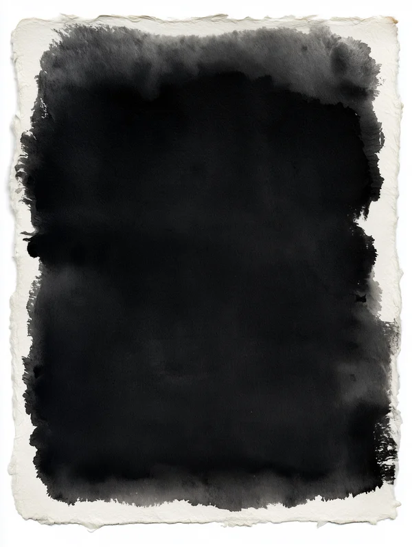 Black Ink Wash on Handmade Paper