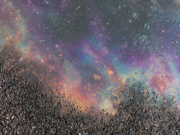 Iridescent Oil Sheen on Wet Asphalt