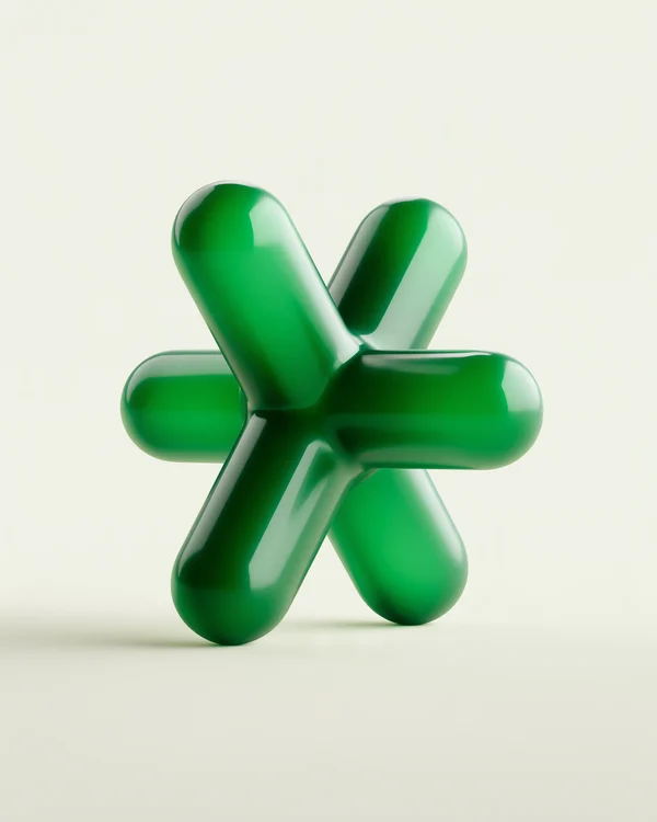 Emerald Green Six-Armed Geometric Shape
