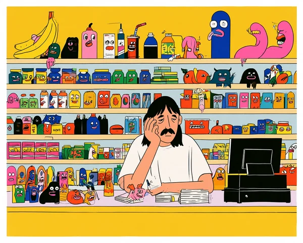 The Tired Cashier at the Surreal Grocery Store