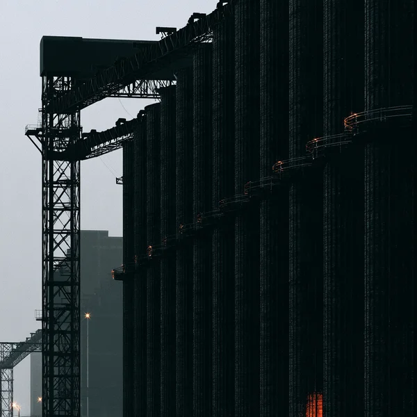 Industrial Silo Complex at Dusk