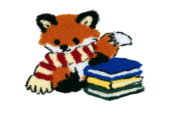 Plush Fox with Stack of Books Applique
