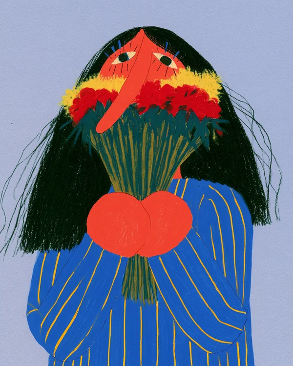 Woman Holding a Bouquet of Flowers