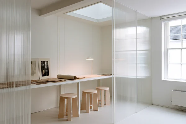 Minimalist Workspace with Translucent Partitions
