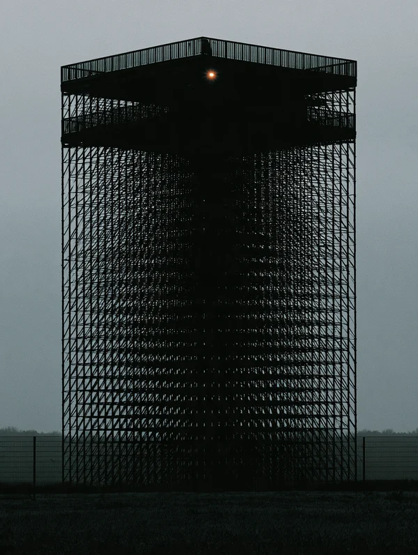 Lattice Steel Observation Tower at Dusk