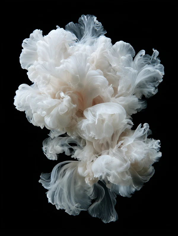 Ethereal White Ink Plumes