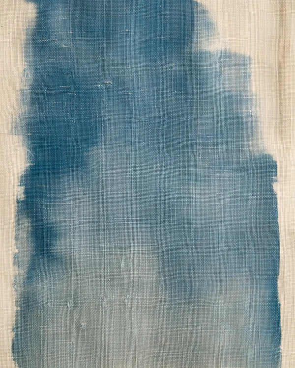 Blue Ink on Linen Fabric